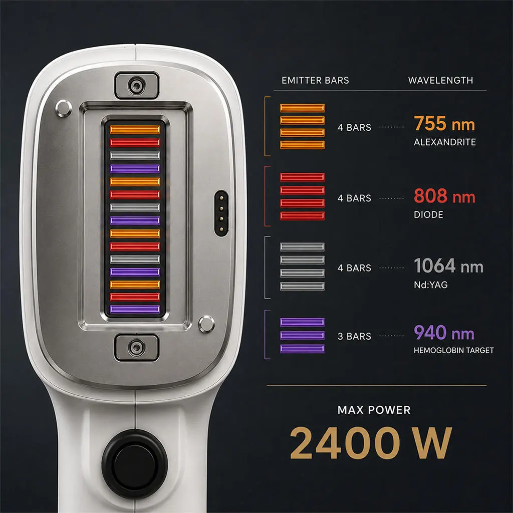 Diode with Four Wavelengths for Different Hair Types