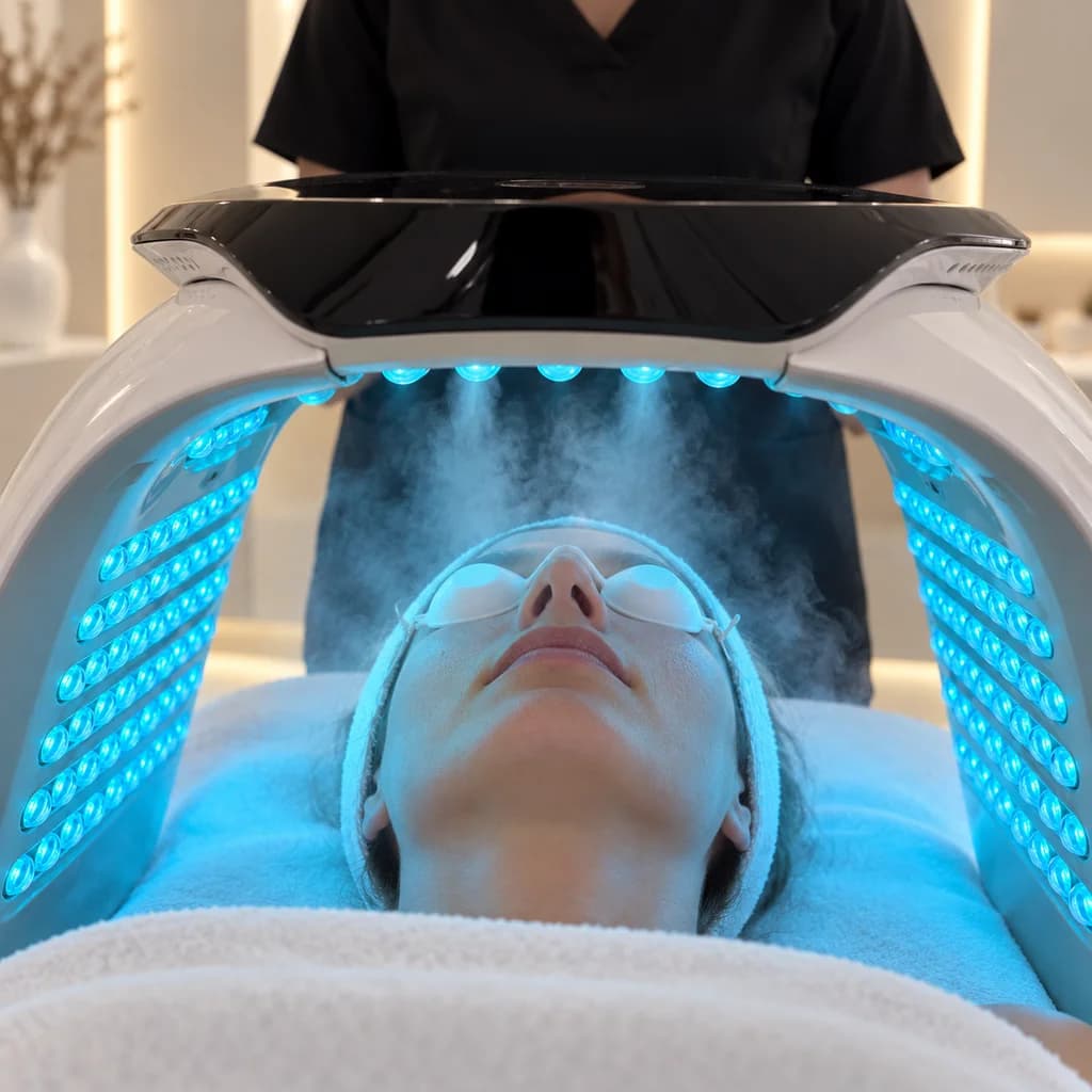 LED light and mist in one treatment