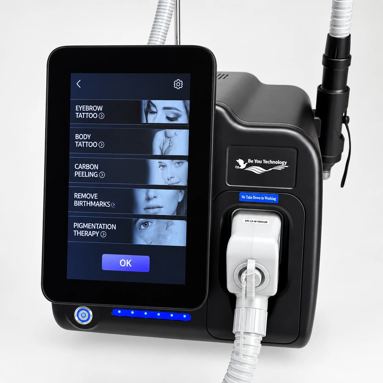 Clear touchscreen with programs for different treatments